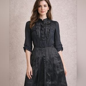 Phillip Lim 3.1 Designer Silk Cotton Asian Inspired Pleated Black Women's Dress